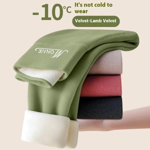 여성용 하이웨이스트 두꺼운 가을 바지, 벨벳 이너 웨어, 난방 대형 사이즈, 따뜻한 보터밍 바지, 가을 및 겨울