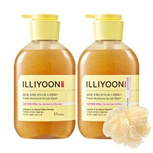(10%결제할인)일리윤 프레쉬모이스춰 스크럽워시 625MLx2개 + 샤워볼
