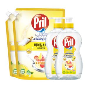 (12%결제할인)프릴 베이킹소다 퓨어레몬 700ml x2개 + 1L x2개 친환경 고농축 1종 주방세제