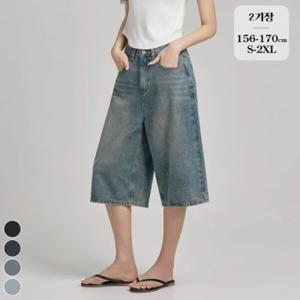 포레스트핏 / 2기장 버뮤다 워싱 밴딩 데님 반바지 (J2524)