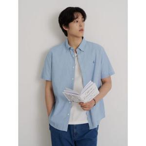 [26SS 30% OFF][빈폴멘] 시어서커 마이크로 깅엄 반소매 셔츠 - 스카이 블루 (BC6465C42Q)