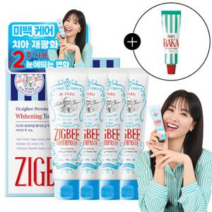 지그비 [정가31,900원] 누렁니 화이트닝 치아 미백 케어 치약 레몬민트향 107g 4개입+바카치약 20g 증정