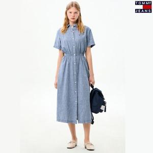 [백화점]30% SALE[타미진스]여성 맥시 린넨혼방 인디고 데님 롱원피스