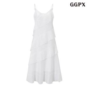 [단하루 5%추가쿠폰][GGPX] 썸머 레이스 캉캉 브이넥 민소매 롱 원피스 (GQBOW074D)