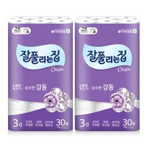 잘풀리는집 감동 3겹 화장지 (순수) 25m 30롤 x 2팩