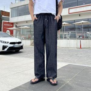 남자와이드청바지 여름 청바지 밴딩 아이스 린넨 데님