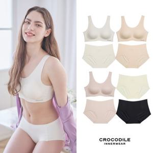 [크로커다일] 에어로쿨 인견쉘론 U넥 심리스브라3+팬티5 8종세트 CDW6M010203_T2