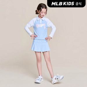 [MLB키즈 공식]26SS 걸즈 스포티브 카라형 래쉬가드 스커트 세트 7FSWB1063-07BLL