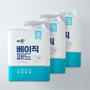[3개세트] 바른 베이직패드 대형 60매 강아지 배변패드 강아지 배변패드