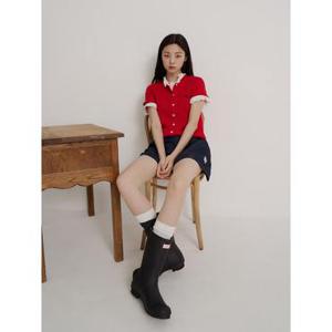 [빈폴레이디스] [Essential] 코튼 케이블 라운드넥 반소매 카디건  레드 (BF625AE016)