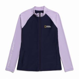 내셔널지오그래픽 N232WRG710 여성 집업 배색 래쉬가드 LAVENDER