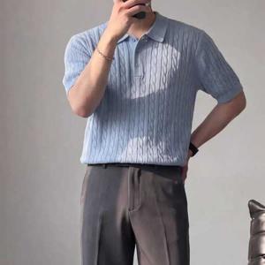 남자꽈배기니트 케이블니트 반팔스웨터 남자여름스웨터