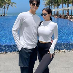 남성 여성 래쉬가드세트 빅사이즈 커플 수영복 반집업 비치웨어