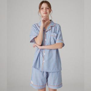 DOSSY [해원 PICK]실크핏 시에르 반팔 카라 잠옷 세트