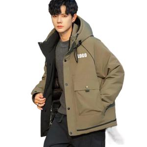 맞춤형 로고 남성용 흰색 오리털 재킷 겨울 신상 후드 방한복 야외용 따뜻한 숏 재킷