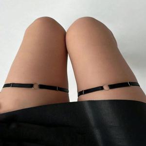 2PCS 탄성 레그 가터 벨트 폴리에스테르 스판덱스 조절 가능한 레그 하네스 여성용 펑크 스타일