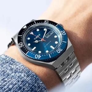 패션 TIMEX 오토매틱 기계식 시계 고급 캘린더 스테인리스 스틸 밴드 남성용 시계 기계식 시계 오토매틱 손목시계