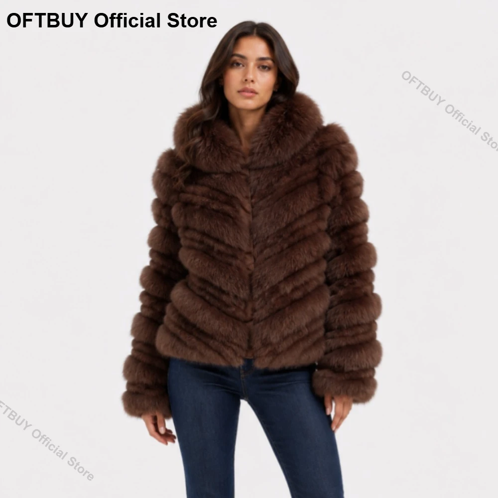 OFTBUY 폭스 퍼 코트 정품 퍼 따뜻한 빈티지 신상 프리미엄 리얼 퍼 재킷 풀 펠트 룩 홀리데이 스트릿 스타일 패션