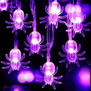 1pc 투명 거미 20LED 문자열 조명 유령의 집 창 할로윈 장식에 대 한 배터리 구동 야외 교수형 조명