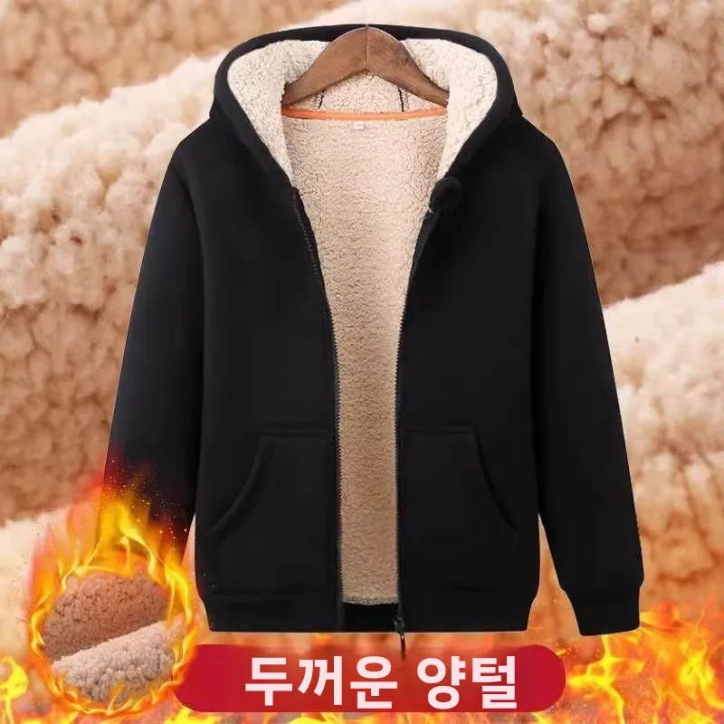 아메리칸 스타일 후드 지퍼 자켓 양털 벨벳 남성 여성 가을 겨울 두꺼운 긴팔 스웨트셔츠 따뜻한 청소년 패션