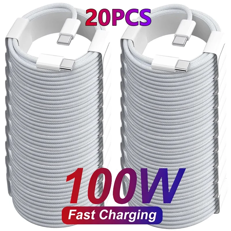 20개입 100W PD USB-C to USB C 고속 충전 케이블 (애플 아이폰 17 Pro Max 16 15 Plus 14 13 12 11 X XS 타입 C 퀵차징)