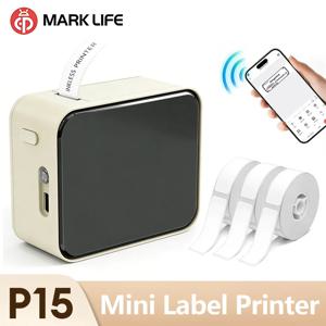 Marklife P15 열전사 라벨 프린터 가격표용 접착 라벨이 있는 미니 핸드헬드 블루투스 무선 라벨링 기계 Noink