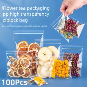 100Pcs PP 식품 등급 꽃 과일 차 비닐 봉투, 건조 차용 습기 및 산화 방지 밀봉 보관 파우치