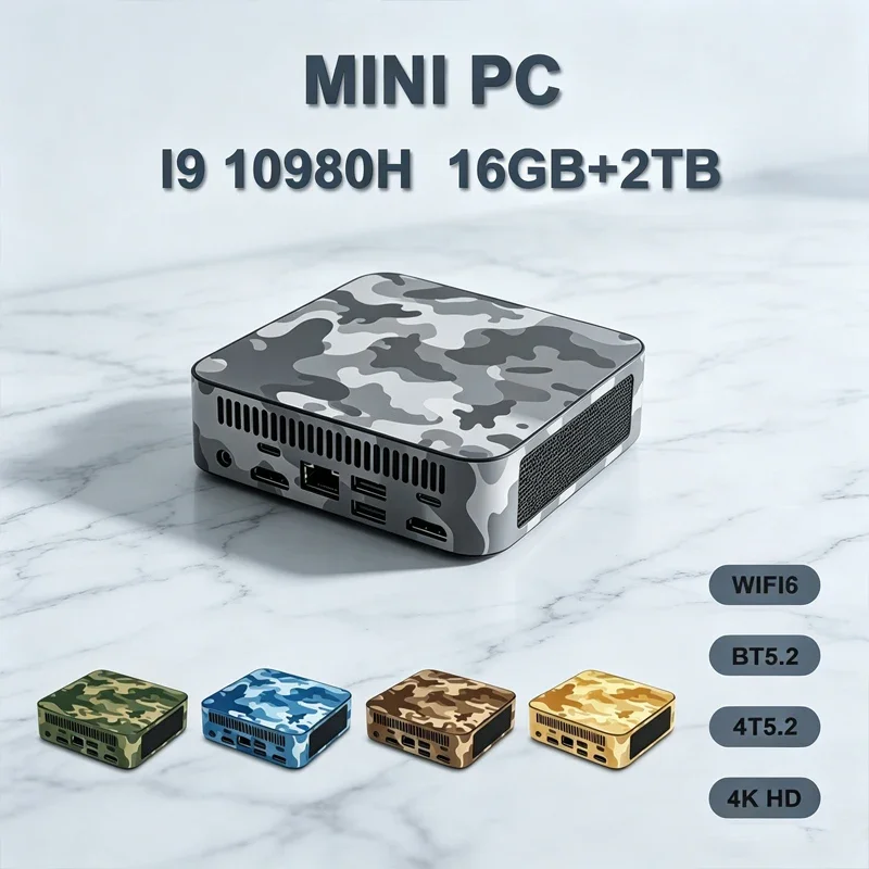 미니 PC 인텔 코어 i9 10980HK 윈도우 11 데스크탑 컴퓨터 16GB 램 2TB SSD WiFi6 BT5.2 4K HDR 홈 오피스 휴대용 미니 데스크탑