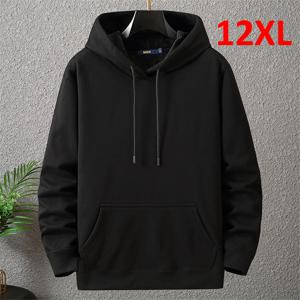 솔리드 컬러 후드 티 남성 12XL 10XL 플러스 사이즈 후드 가을 겨울 두꺼운 양털 까마귀 남성 빅 사이즈 12XL 후드 풀오버 블랙