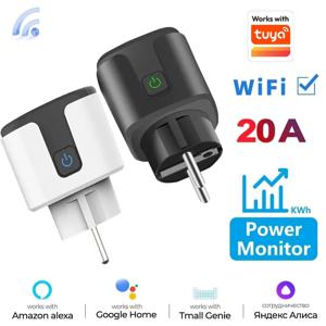 스마트 소켓 EU 16A/20A AC100-240V Wifi 스마트 플러그 전원 콘센트, Alexa Google 홈 음성 제어는 Tuya Smart Life 앱과 함께 작동합니다.