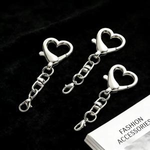 10/20Pcs 실버 컬러 합금 하트 열쇠 고리 키 체인 펜던트 하트 모양의 걸쇠 DIY Maaking 쥬얼리 액세서리