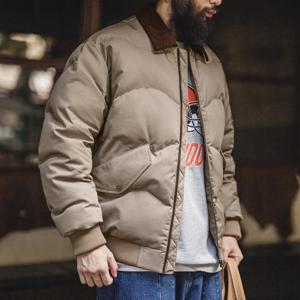 마덴 남성용 겨울 패딩 재킷 짧고 두꺼운 면 코트 CWU45P 비행 스타일 턴다운 칼라 지퍼 재킷