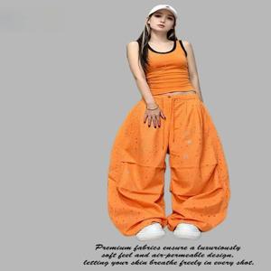 패셔너블한 실버 히트텍 와이드 레그 팬츠, 스퀘어 댄스 여름 신상 스트릿 재즈 댄스 팬츠, 다용도 트렌디 티안싱 팬츠