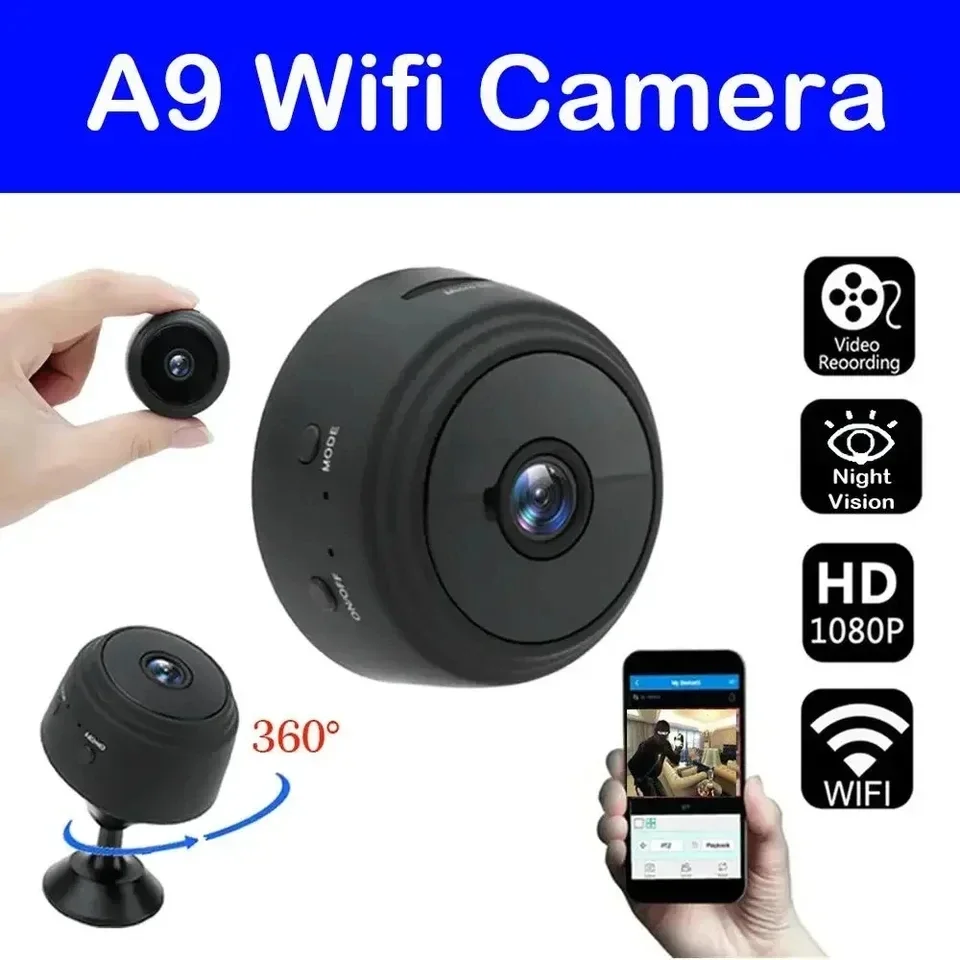 A9 휴대용 WiFi 무선 미니 카메라 보안 감시 장치 (유아/반려동물용 음성 녹음 기능 포함) 스마트 홈 비디오 감시