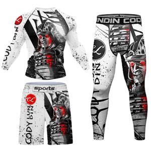 코디 남성용 그래픽 주짓수 노기 래쉬가드 레깅스 포함 MMA 반바지 Bjj 파이트 운동복 트랙슈트 복싱 저지