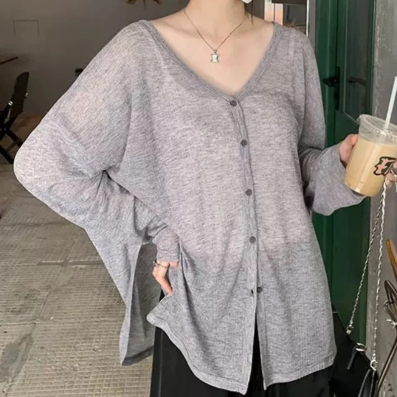 편안한 니트 가디건 여성용 세련된 V넥 가디건 코트 데일리 착용을 위한 가벼운 봄 가을 재킷 솔리드 컬러 루즈