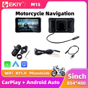 EKIY 무선 카플레이 모토 안드로이드 오토 5.0인치 휴대용 디지털 대시보드 GPS 오토바이 내비게이션 탈착식 디스플레이 화면