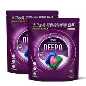 딥큐 3in1 샤르망부케 100개입+100개입 캡슐세제 실내건조 고농축 대용량 세탁 드럼세탁기 세제