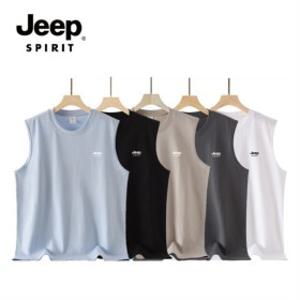 초저가/항공운송/1+1 지프스피릿 JEEP SPIRIT 남자 여름 순면 라운드 통기 민소매 티셔츠