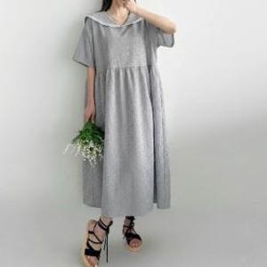 하프클럽/보리맘 레이스 세일러 오버핏 롱 원피스 빅사이즈 여름 임부복