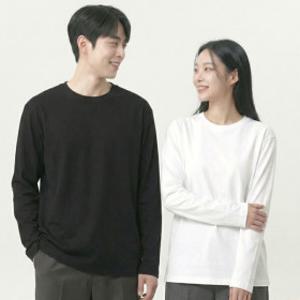 (1+1) 면100% 30수 베이직 긴팔티 남녀공용 라운드 티셔츠