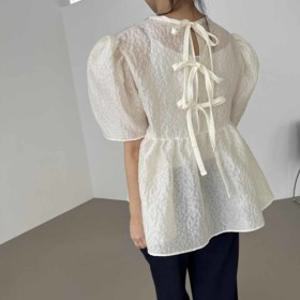 26ss 백리본 퍼프 블라우스 2color