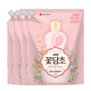 꽃담초 섬유유연제 부케가르니 연꽃 리필 1.6L 4개