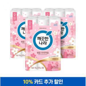 깨끗한나라 벚꽃 프리미엄 28m 30롤 3팩