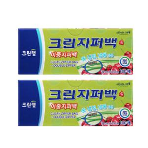 대용량 이중 지퍼백 22cmx25cm(중) 100매 X2개