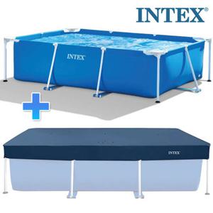 INTEX 인텍스 네오 패밀리 프레임풀 중형 + 덮개 조립식 야외 유아 수영장