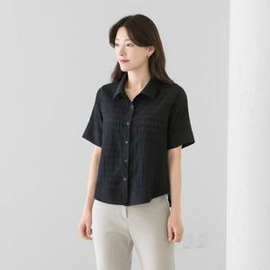 엄마옷 마담4060 [클래씨마담] 오픈카라배색블라우스 여성 데일리 썸머 여름 반팔 인견 -ZBL2606084-