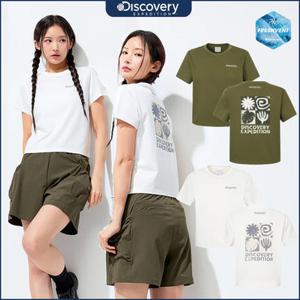 [백화점]디스커버리 [택가59,000원] 25SS이월할인 여성 워싱 크롭 그래픽 반팔티셔츠 DWRS9L053