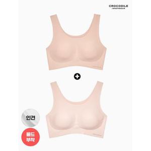 [크로커다일 이너웨어]라이크라인견쉘론 U넥 심리스브라 2종 베이지+핑크베이지