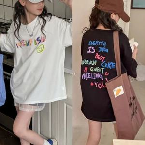삐삐네옷가게 여아 주니어 컬러 레터링 여름 반팔 티셔츠